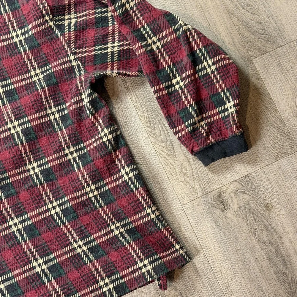 Vintage Woolrich Sweater‎ Mens Large Red Plaid Flannel Henley Rugged Outdoorwear